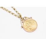 A 1982 1982 half sovereign, on a 9ct gold belchor chain,