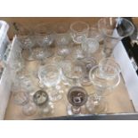 A box of assorted 19th Century drinking glasses, comprising; rummer's, port glasses, tots,