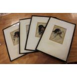 Four framed and glazed pastel sketches, indistinct signature, Fraser.