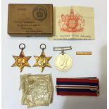 WW2 British Medals, Africa Star with North Africa clasp 1942-43, Defence Medal and War Medal.