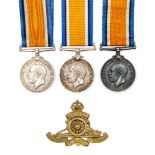 WW1 British War Medals: three examples issued to members of the RA: 9101 Gnr TE Cullis RA: 228365