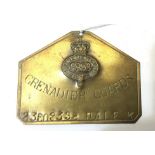 Grenadier Guards Brass Bed Plate. Queens Crown. Named to "23509398, Dale K".