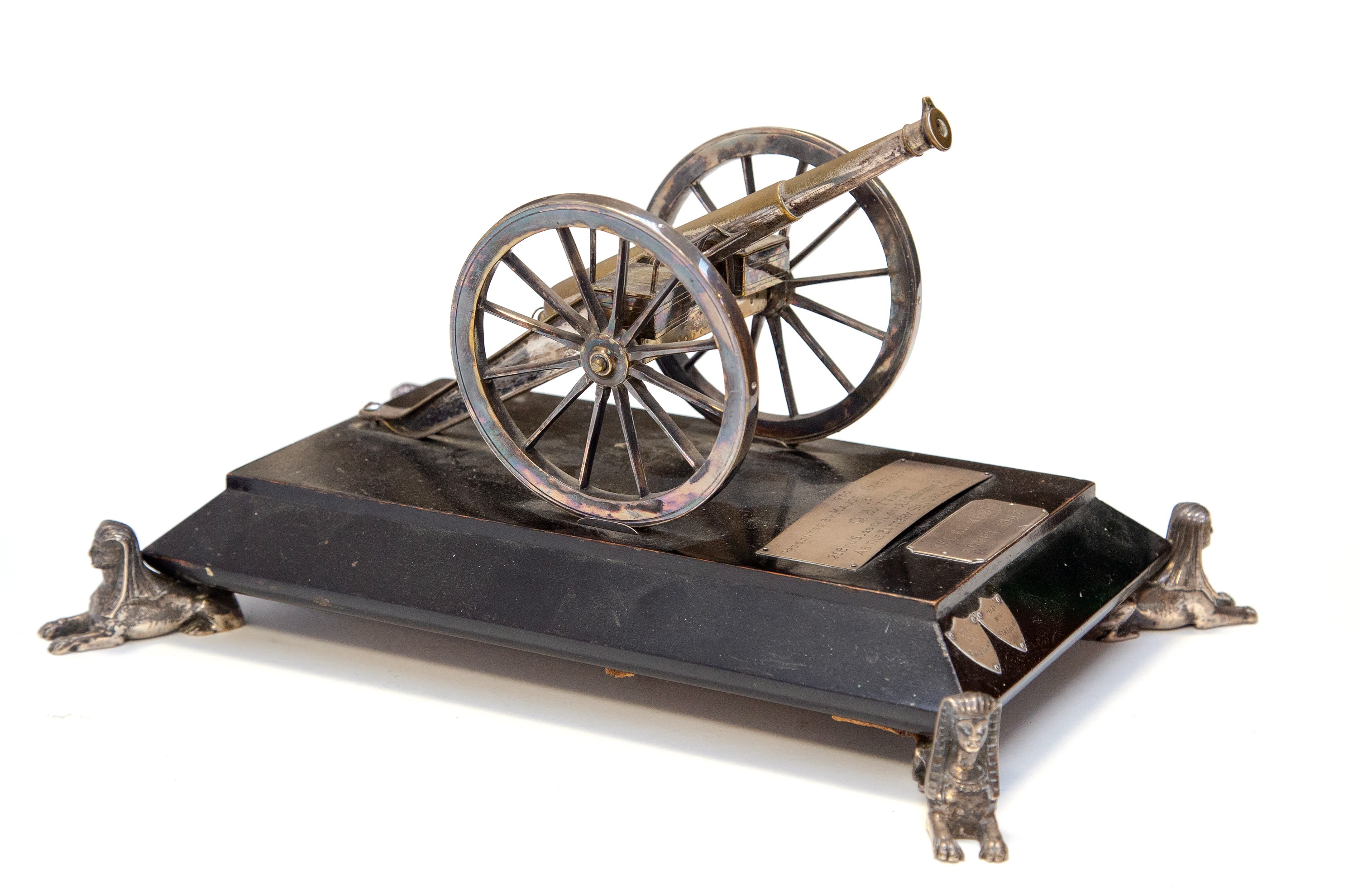 A Victorian presentation trophy in the form of a field gun inscribed "Presented by Sheykh A H - Image 2 of 3