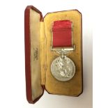 ERII British Empire Medal in case of issue with ribbon to "John William Leach".