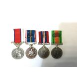 WW2 British War Medal and Defence Medal (ribbons glued in place) and two unofficial medals,