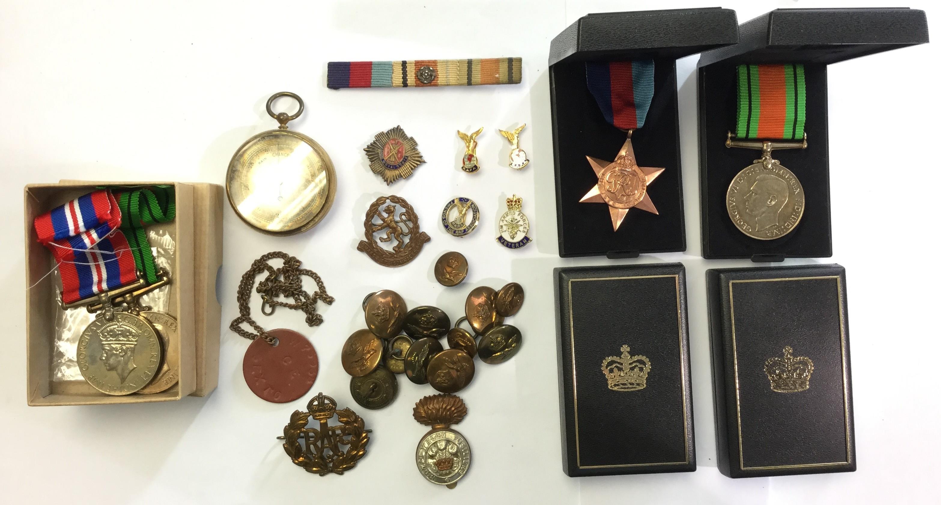 WW2 British replacement medals: boxed War & Defence Medals: Boxed 1939-45 Star: Africa Star with