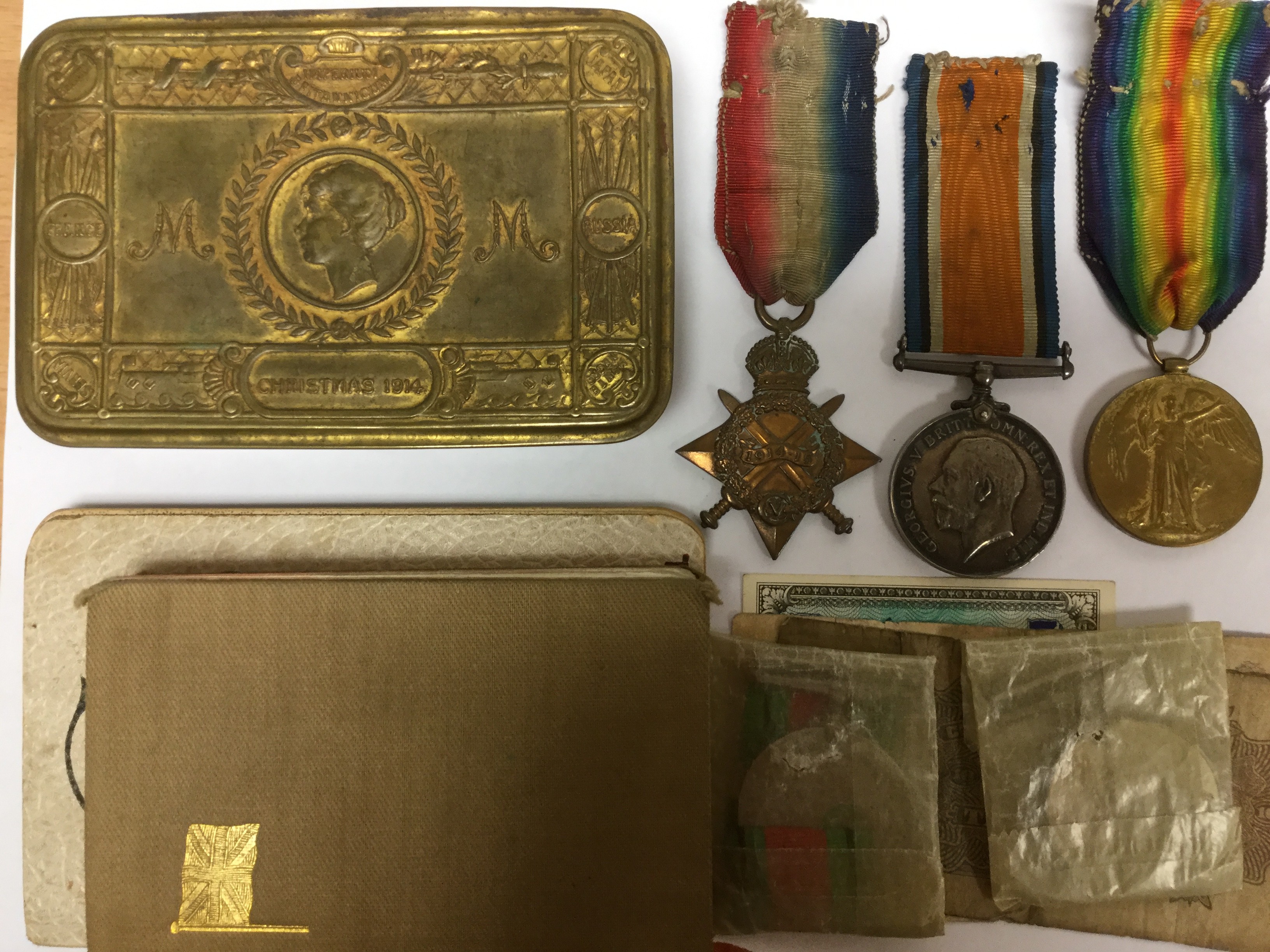 WW1 British 1914-15 Star, War Medal and Victory Medal to 6186 Pte F White, Notts & Derby Regt,