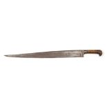 Pensiau dagger with wooden ribbed grip. Blade length 55cm. No scabbard. Overall length 69cm.