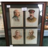 WWI British framed silk cigarette card series by BDV Cigarettes, depicting General Petain,