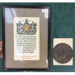WW1 British Death Plaque to Arthur Reginald Rodgers along with framed Scroll to Gunner Arthur