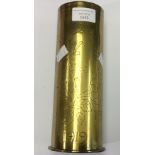 WW1 Imperial German 77mm shell case dated October 1917 inscribed with dates and foliage designs and