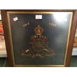 WW1 British framed Royal Artillery Sweetheart embroidery.