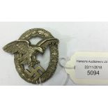 WW2 Third Luftwaffe Beobachter abzeichen. Luftwaffe Observers badge. Early Buntmetal example.