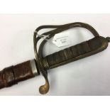 WW1 British Officers Sword. Wire bound shagreen grip. 79cm long single edged blade marked "Proved".