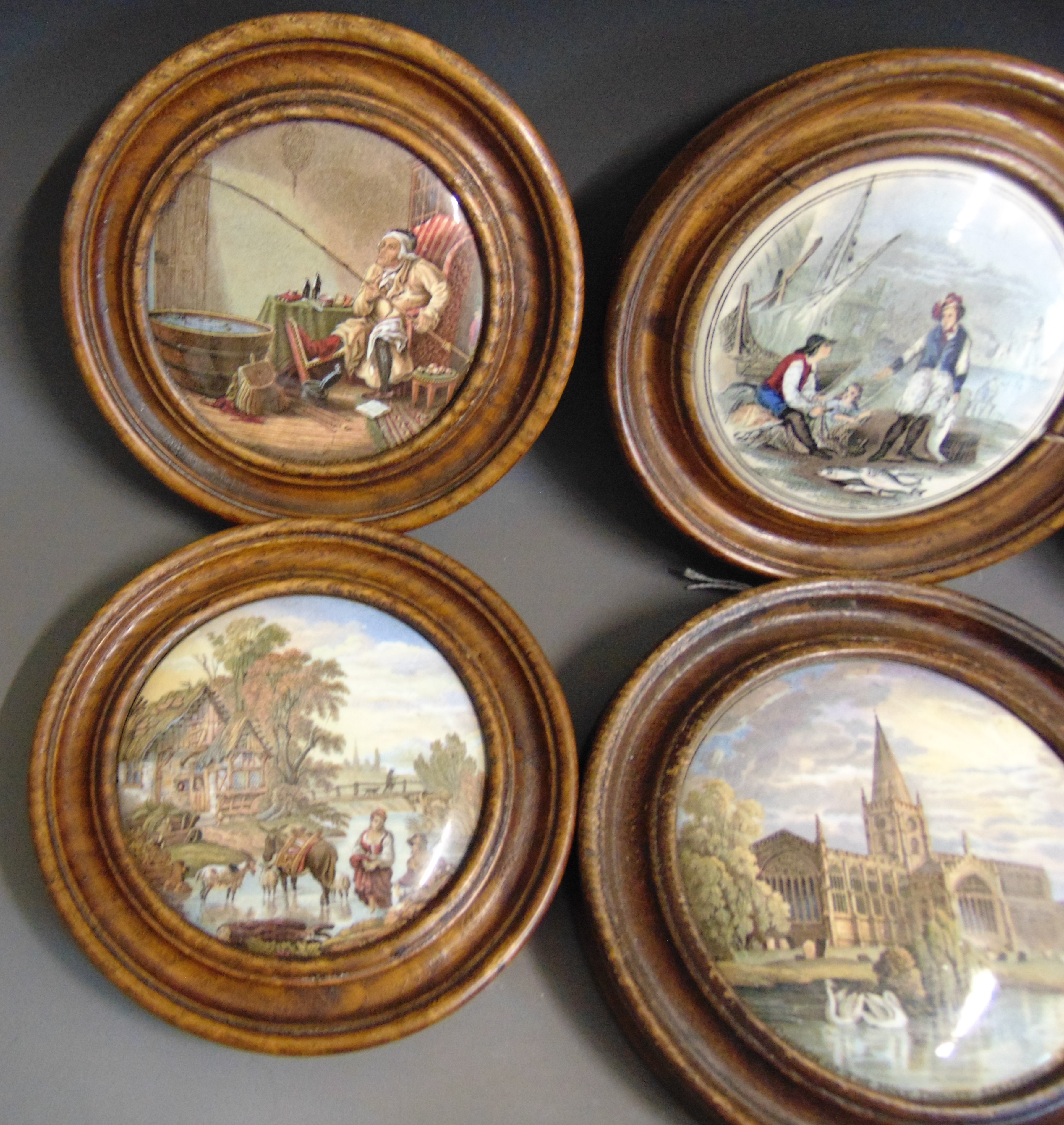 Seven Staffordshire Prattware polychrome pot lids, - Image 3 of 3