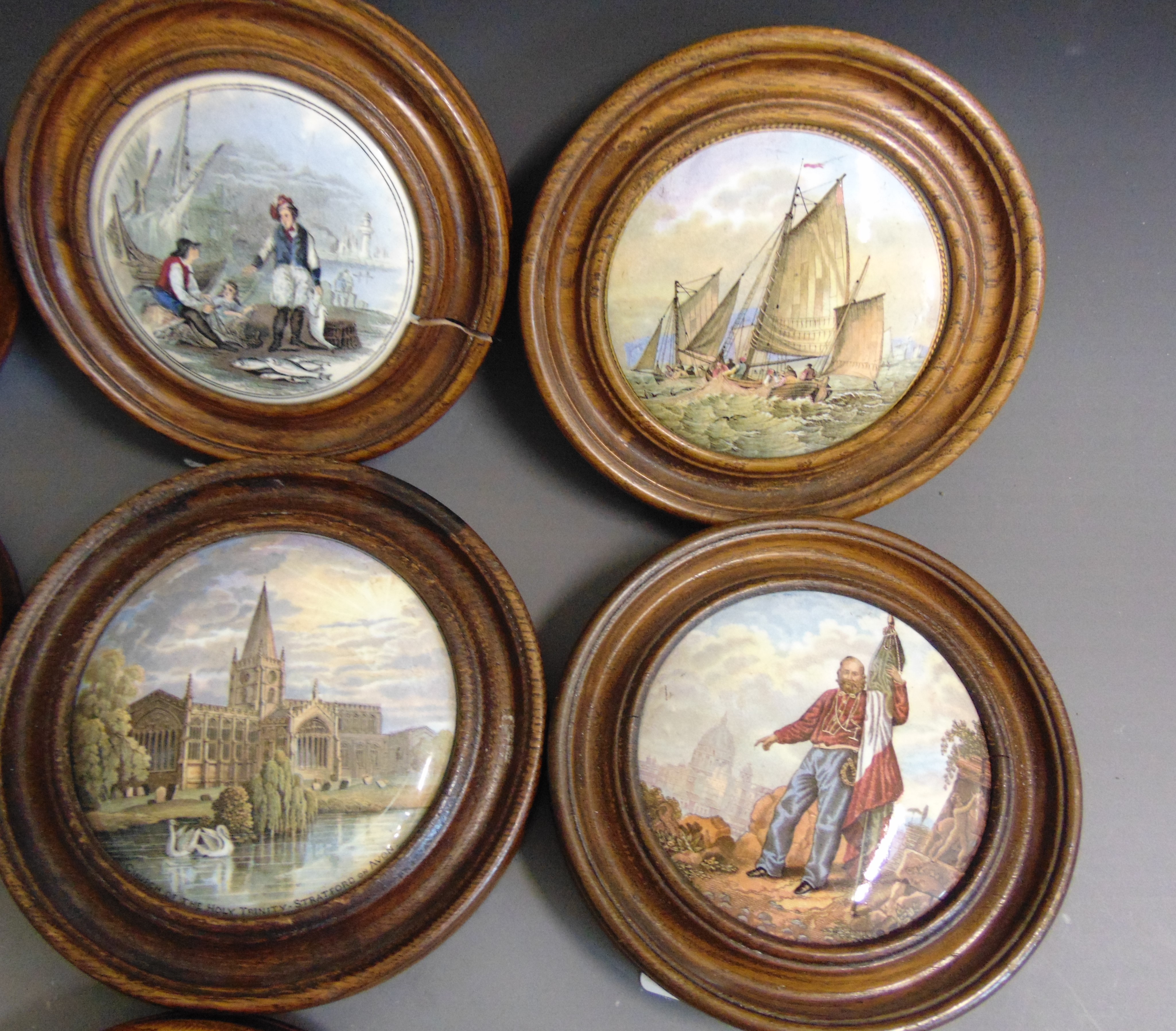 Seven Staffordshire Prattware polychrome pot lids, - Image 2 of 3