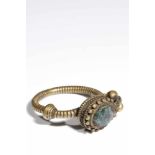 EARRINGbronze with green turquoise,Tibet, 19th century,H: 4 cm