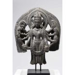 LAKSHMINARAYANgrey Chlorid,Nepal, 18th centuryH: 24 cmLakshminarayan, Half Vishnu half Lakshmi,