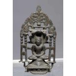 JAIN BUDDHAbronze,India 16th century,H: 12, 5 cmJain altar Suvidhinatha, buddha protected by