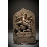 GANESHAgrey Chlorid,India , Pala Dynasty 12th centuryH: 23 cmGanesha seated on a double lotus ,