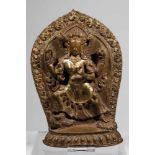 PRAJNAPARAMITAcopper restgilt,Nepal, 1690,H: 21 cmPrajnaparamita standing with the left foot resting