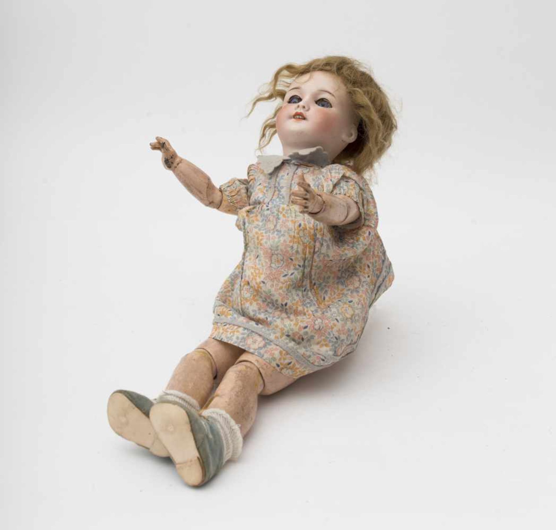 Doll With biscuit head, open mouth, branded “SFBJ 301 PARIS” size 6, blue sleeping eyes (firing