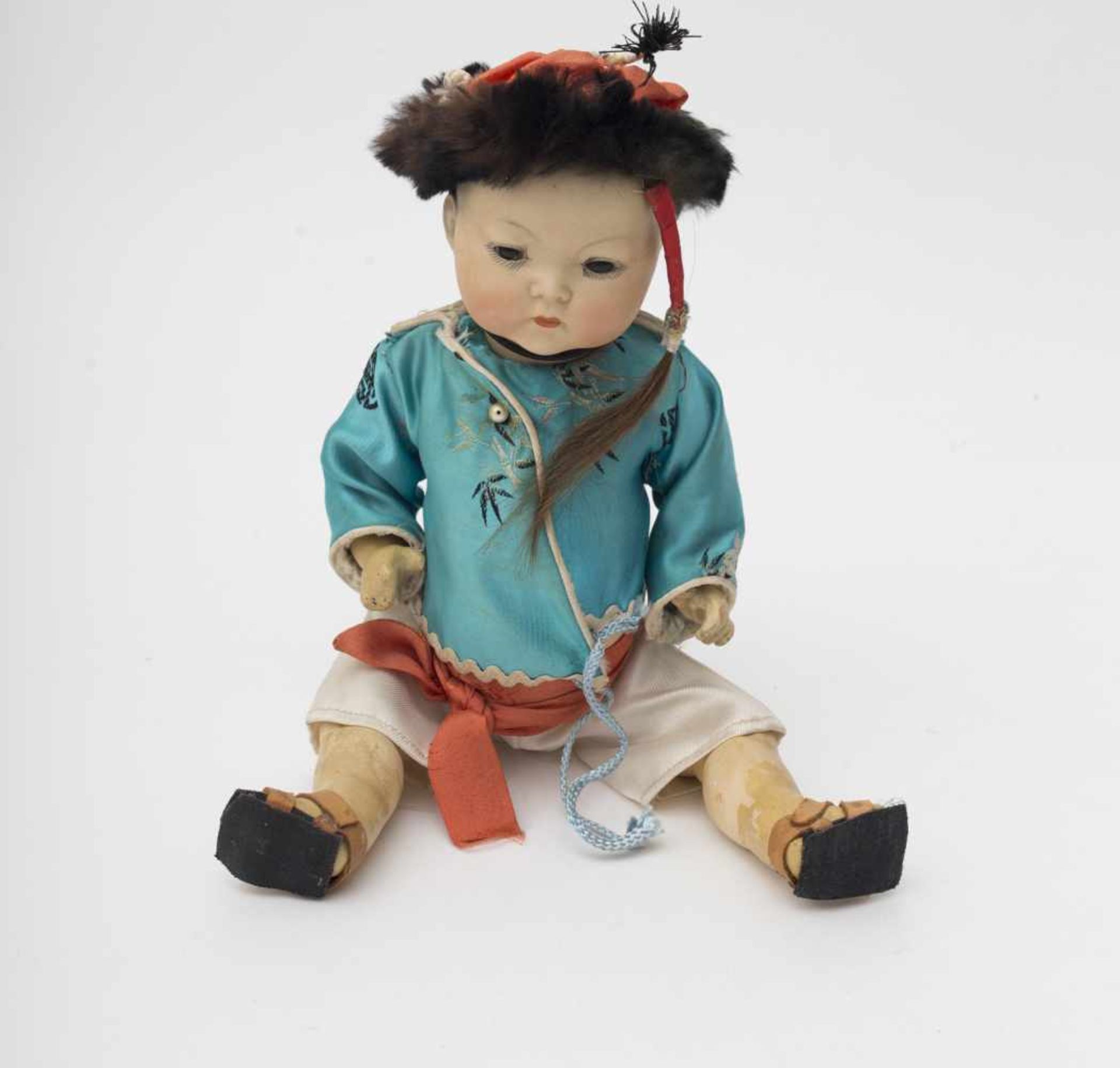 Asian baby doll Full biscuit head, branded “GERMANY 0”, closed mouth, black eyes, original body with