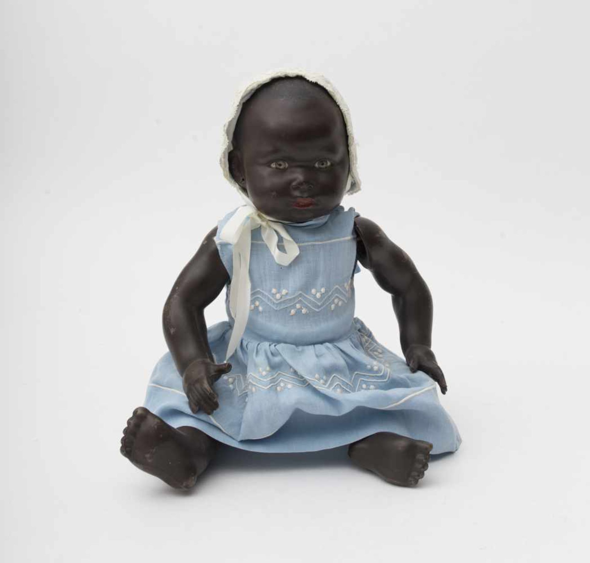 PETITCOLLIN  “NEGRI” celluloid baby, acetate eyes, H=37cm.