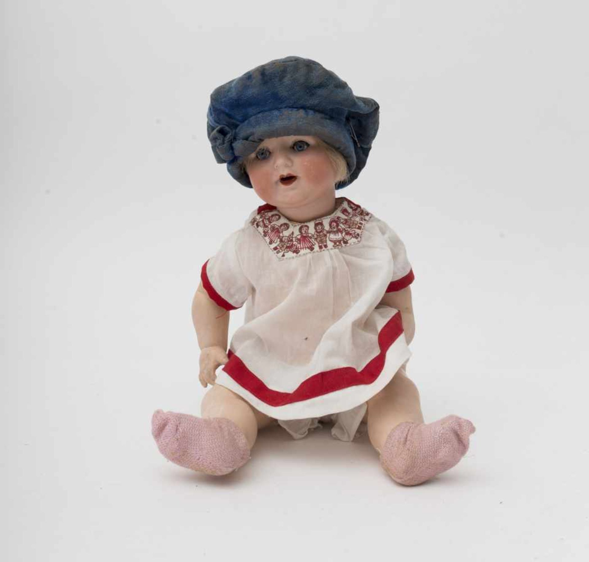 German character baby doll Made of biscuit, open mouth, branded “992 A 2 M”, blue sleeping eyes,