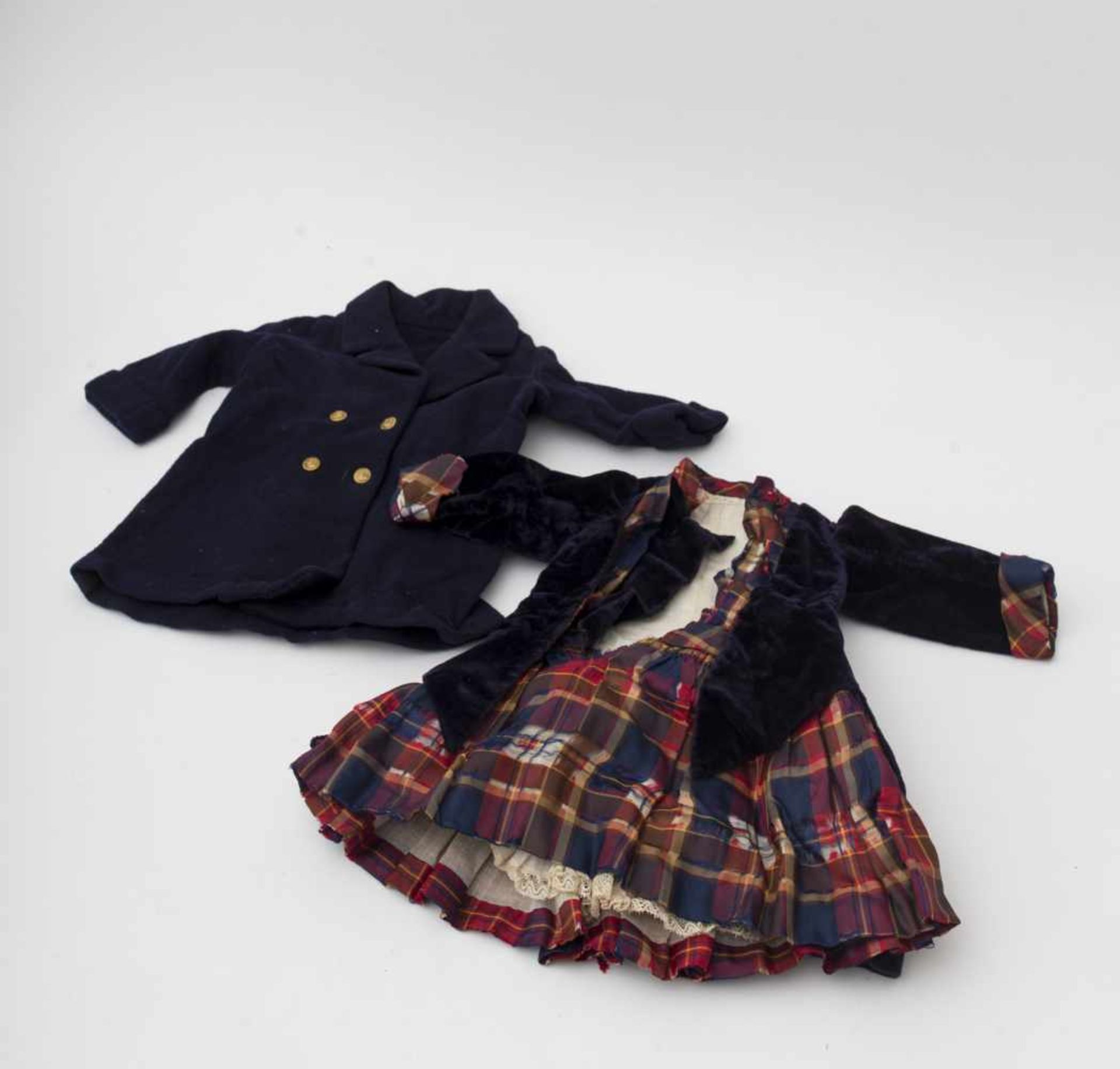 Dress Made of velvet and plaid – sailor’s coat.