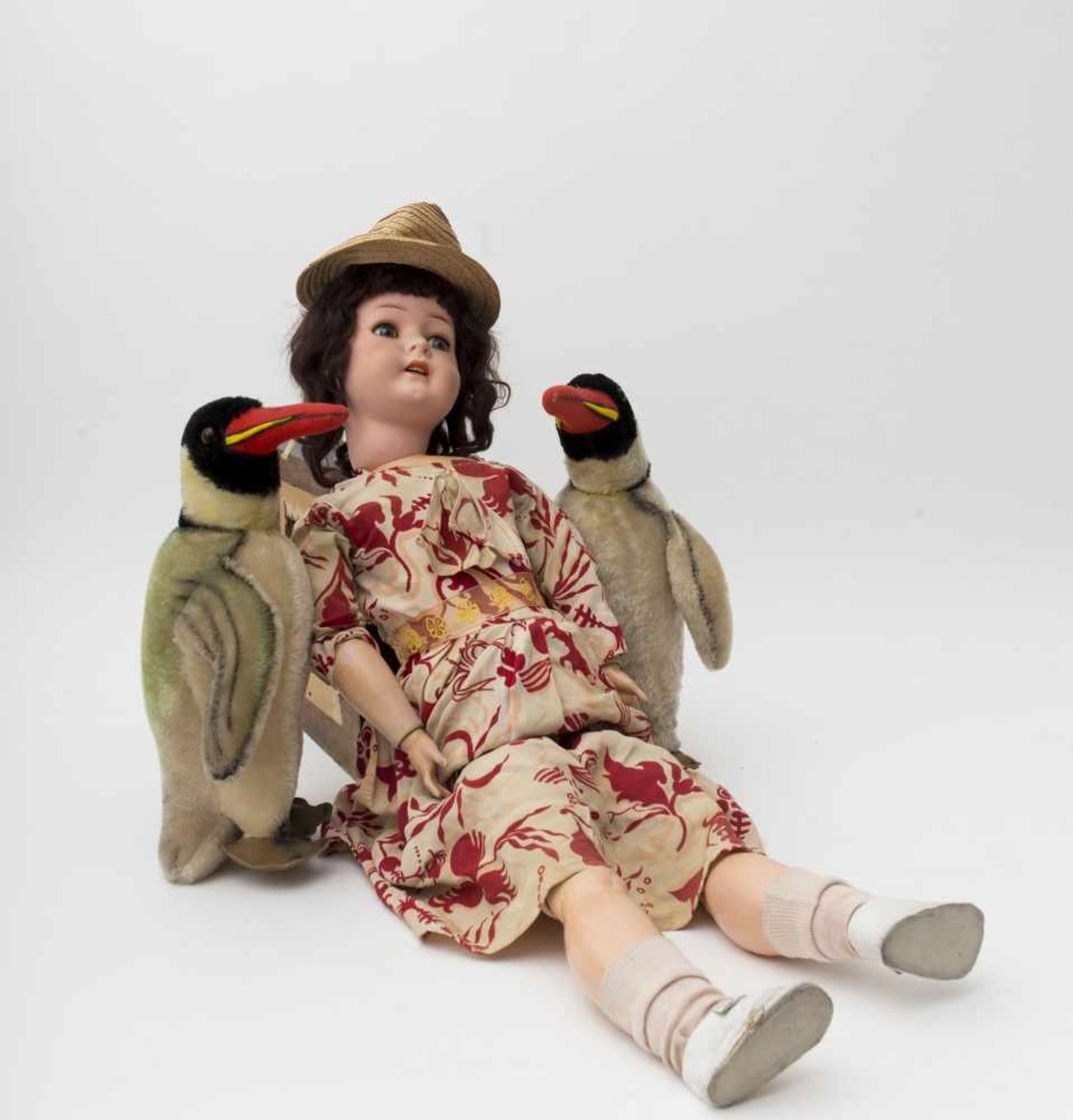 Large German doll With biscuit head, 1940’s, branded “312.8 Germany”, sleeping eyes, Toddler-type