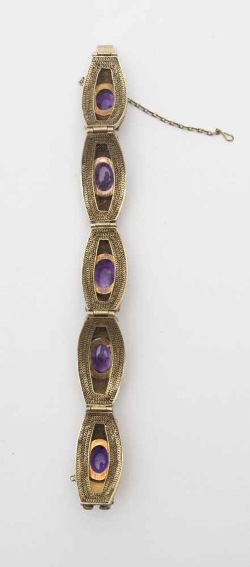 Bracelet set with amethysts - China, 20th century Articulated, composed of 5 rounded rectangular - Bild 3 aus 3