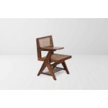 Pierre Jeanneret (1896-1967) Student's chair, 1955 Teakwood and cane chair with inverted Y-shaped