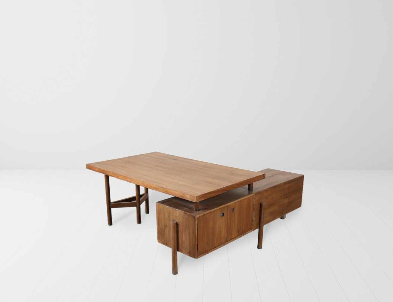 Pierre Jeanneret (1896-1967) Detachable desk, ca. 1957-58 Teakwood and teak veneer desk, with