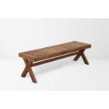 Pierre Jeanneret (1896-1967) Bench with slats, 1956 Rectangular bench with seat made of teakwood