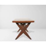 Pierre Jeanneret (1896-1967) Easy Table, 1955 Low table made of natural teakwood, with a thick top