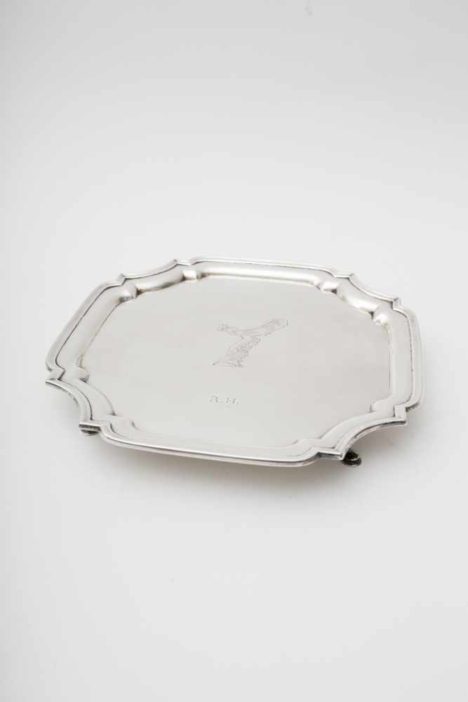 ROLLS ROYCE & SAUNDERS & SHEPHERD Spirit of Ecstasy key tray, 1935 English silver, hexagonal shape