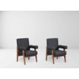 Pierre Jeanneret (1896-1967) Lawyers' chairs, ca. 1955 Pair of solid teakwood chairs. Seats, backs