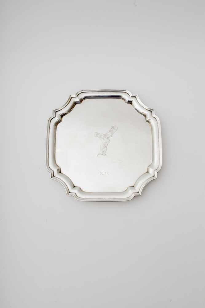 ROLLS ROYCE & SAUNDERS & SHEPHERD Spirit of Ecstasy key tray, 1935 English silver, hexagonal shape - Image 2 of 3