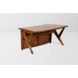 Pierre Jeanneret (1896-1967) Conference table, ca. 1963-64 Teakwood desk/conference table with Y-