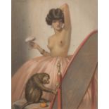 L. Ducourant (19th-20th century)Woman with monkeyPastel on paper, signed 'L. Ducourant' at upper