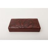 Rectangular Kamakura-bori lacquer box, Japan, TaishoDecorated with peacocks. Contains a