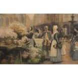 Victor Gabriel Gilbert (1847-1935)Flower marketPastel on cardboard signed 'Victor Gilbert' at