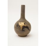 Varnished earthenware vase, Japan, late Edo or early MeijiShagreen and Takamaki-e lacquer coating,
