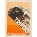 C.V Test (Italy)18th Tripoli Fair, 1934Rare colour lithograph poster, canvas-lined. Slight tears and