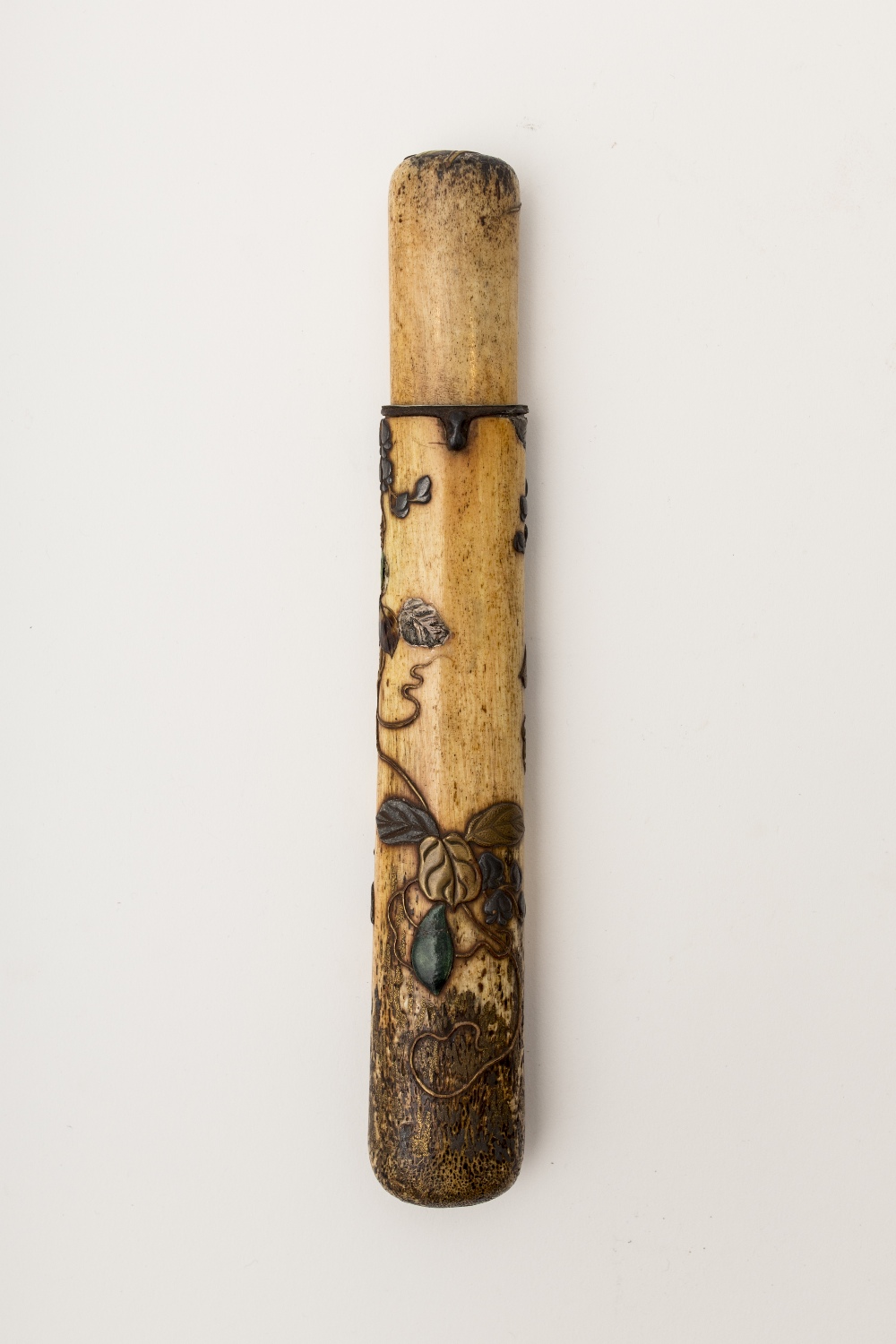 Kiseruzutsu pipe case, Japan, Meiji periodBone inlaid with metal and lacquer, decorated with - Image 2 of 2