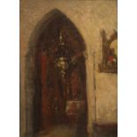 Henri De Braekeleer (1840-1888)View of a chapelOil on panel, signed 'Henri de Braekeleer' at lower