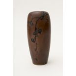 Small bronze vase, Japan, late Meiji or early TaishoDecorated with sakura, bearing a seal on the