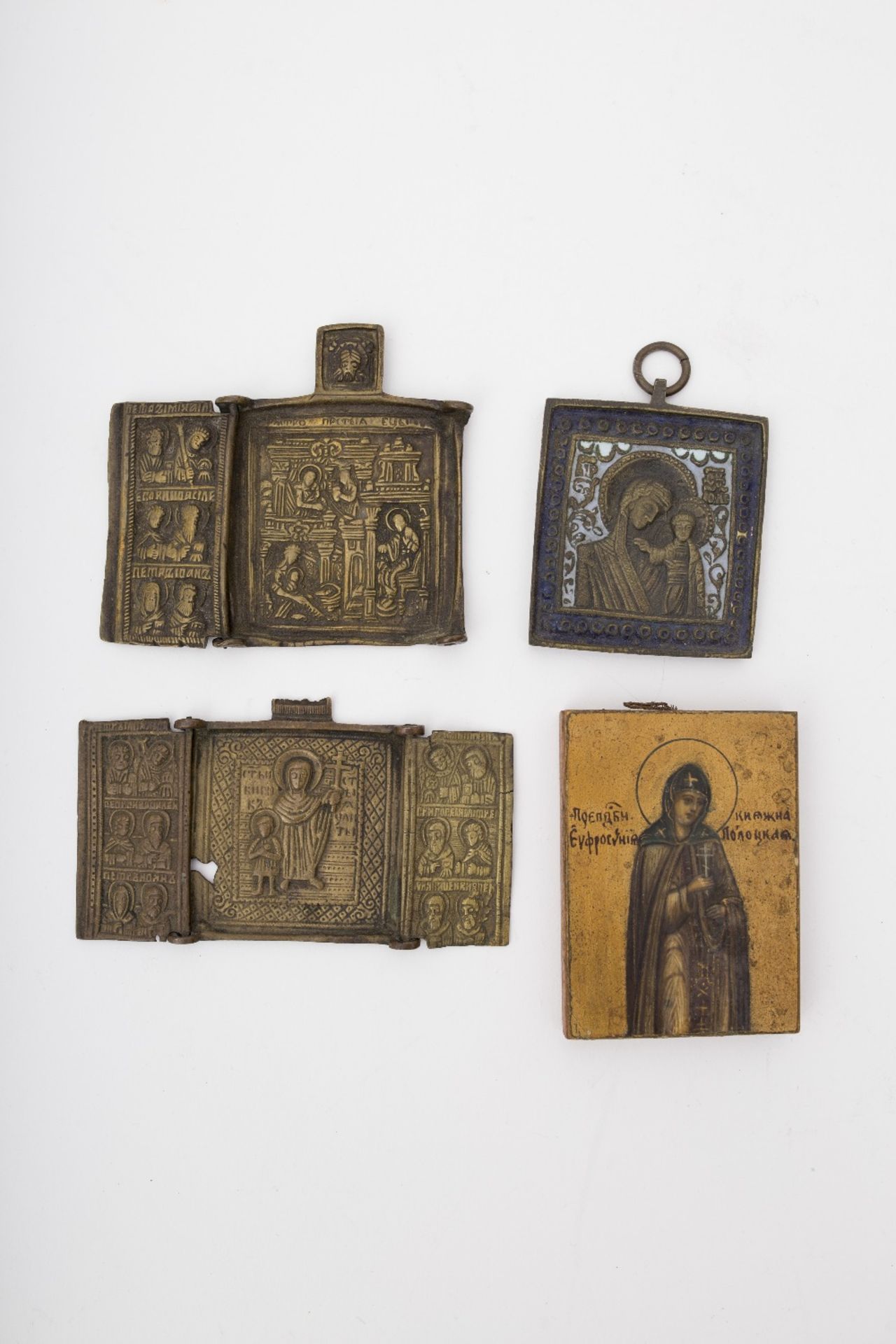 Russia Lot of 4 travel icons One wooden, depicting a saint painted on a gold background with a