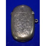 Silver Vesta Case Of Oval Form With Scroll And Floral Engraving, Fully Hallmarked With Striker To